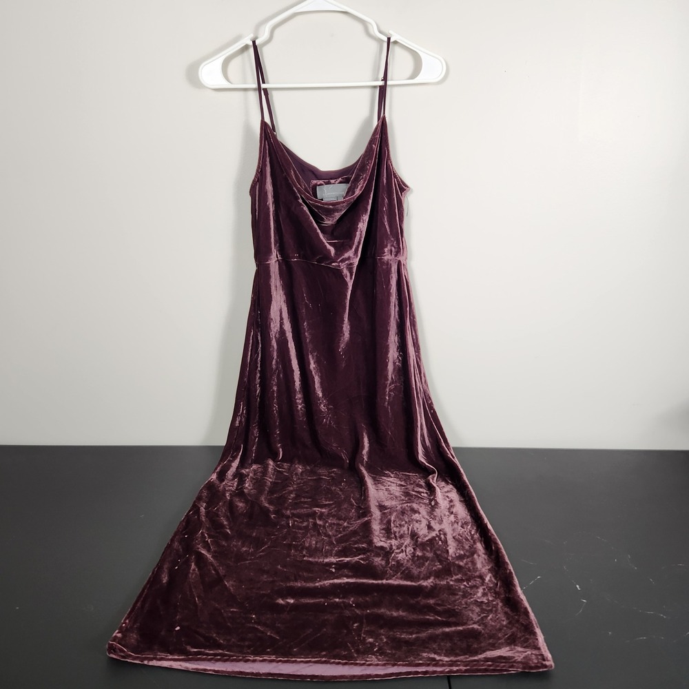 Anthropologie Velvet Cowl Neck Maxi Dress Mauve Purple Size S
